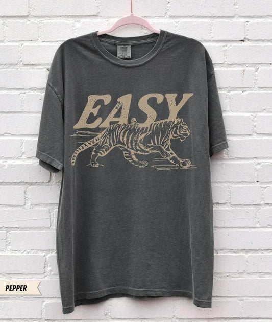 Comfort Colors® Easy Tiger Shirt, Motivational Shirt, Aesthetic Tiger Shirt, Hippie Shirt, Retro Boho Shirt, Wild Animal Shirt, Retro Tiger