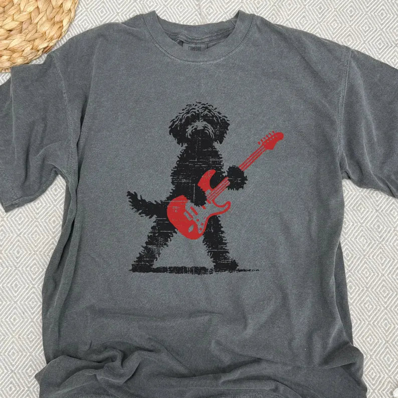 Comfort Colors Shirt, Goldendoodle Rock T-Shirt, Guitar Music Lover Tee, Doodle Mom or Dad Gift Shirt, Funny Rock Dog Style