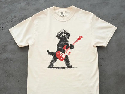 Comfort Colors Shirt, Goldendoodle Rock T-Shirt, Guitar Music Lover Tee, Doodle Mom or Dad Gift Shirt, Funny Rock Dog Style