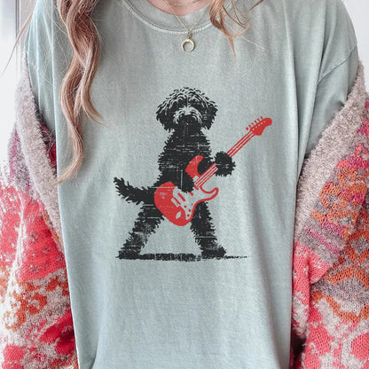 Comfort Colors Shirt, Goldendoodle Rock T-Shirt, Guitar Music Lover Tee, Doodle Mom or Dad Gift Shirt, Funny Rock Dog Style