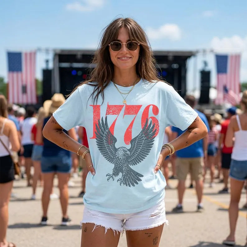 Comfort Colors® Easy Tiger Shirt, Retro 1776 Bald Eagle 250th Anniversary American 4th of July T-shirt, USA Independence Day Tee