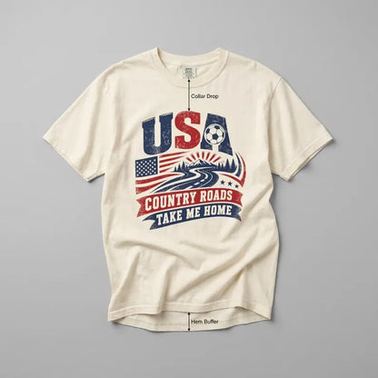 Comfort Colors Shirt, USA Soccer Shirt, Country Roads Take Me Home, Soccer Fan Tee Red White Blue Game Day Shirt, Patriotic Sports Fan Gift Comfort Colors