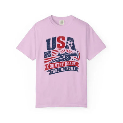 Comfort Colors Shirt, USA Soccer Shirt, Country Roads Take Me Home, Soccer Fan Tee Red White Blue Game Day Shirt, Patriotic Sports Fan Gift Comfort Colors